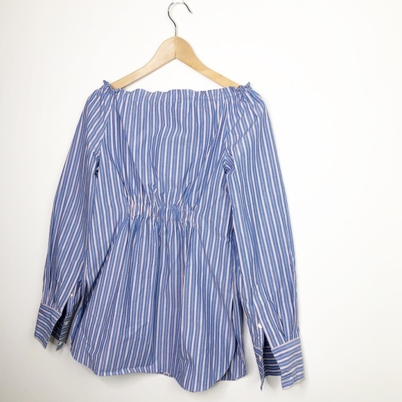 TIBI striped Garcon, off The shoulder blouse - Picture 8 of 11
